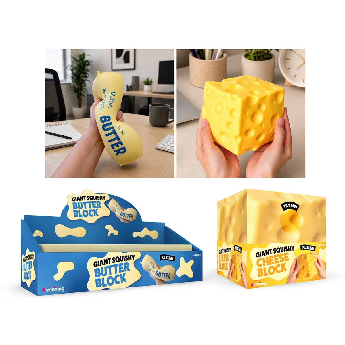 Giant Squishy Twin Pack Butter and Cheese Bundle