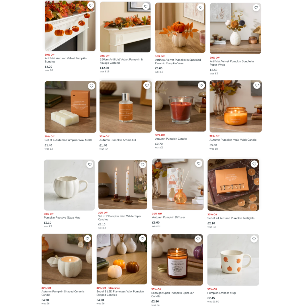 Pumpkin Range From 70p At Dunelm