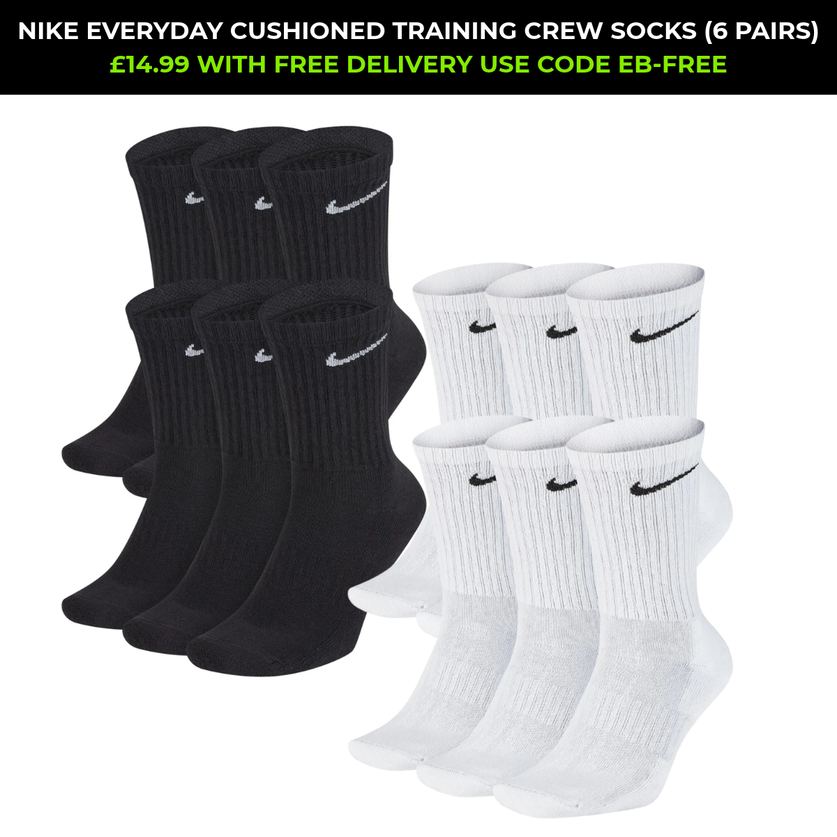 Nike Socks 6 Pairs £14.99 With FREE Delivery
