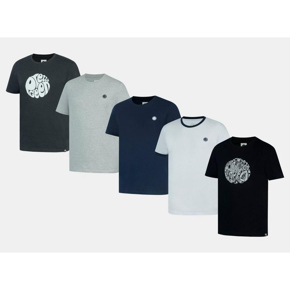 Pretty Green Men's 5-Pack Cotton Crew Neck Short Sleeve T-Shirt